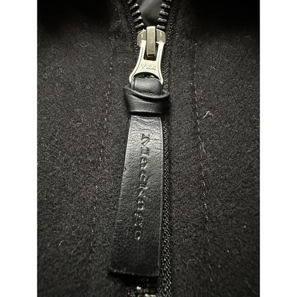 Mackage Men Jacket Hooded Leather Cashmere Wool Front Down Back Sz M Mixed Black - Picture 10 of 16